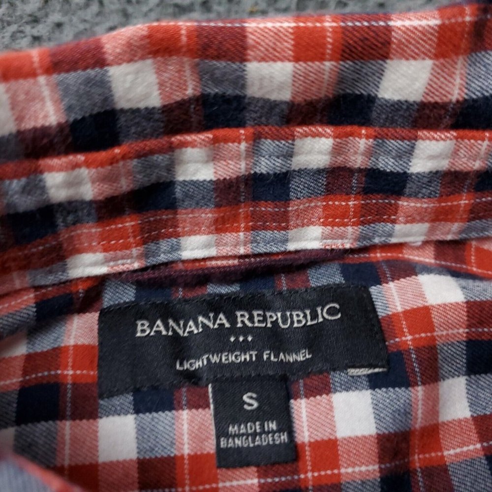 Banana Republic Lightweight Flannel Plaid Button Shirt Multicolor Mens S Small - Picture 3 of 7